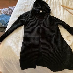 Cupio Black Sweater Long Cardigan Size Large